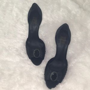 Pelle Moda Black Open Toe High Heels